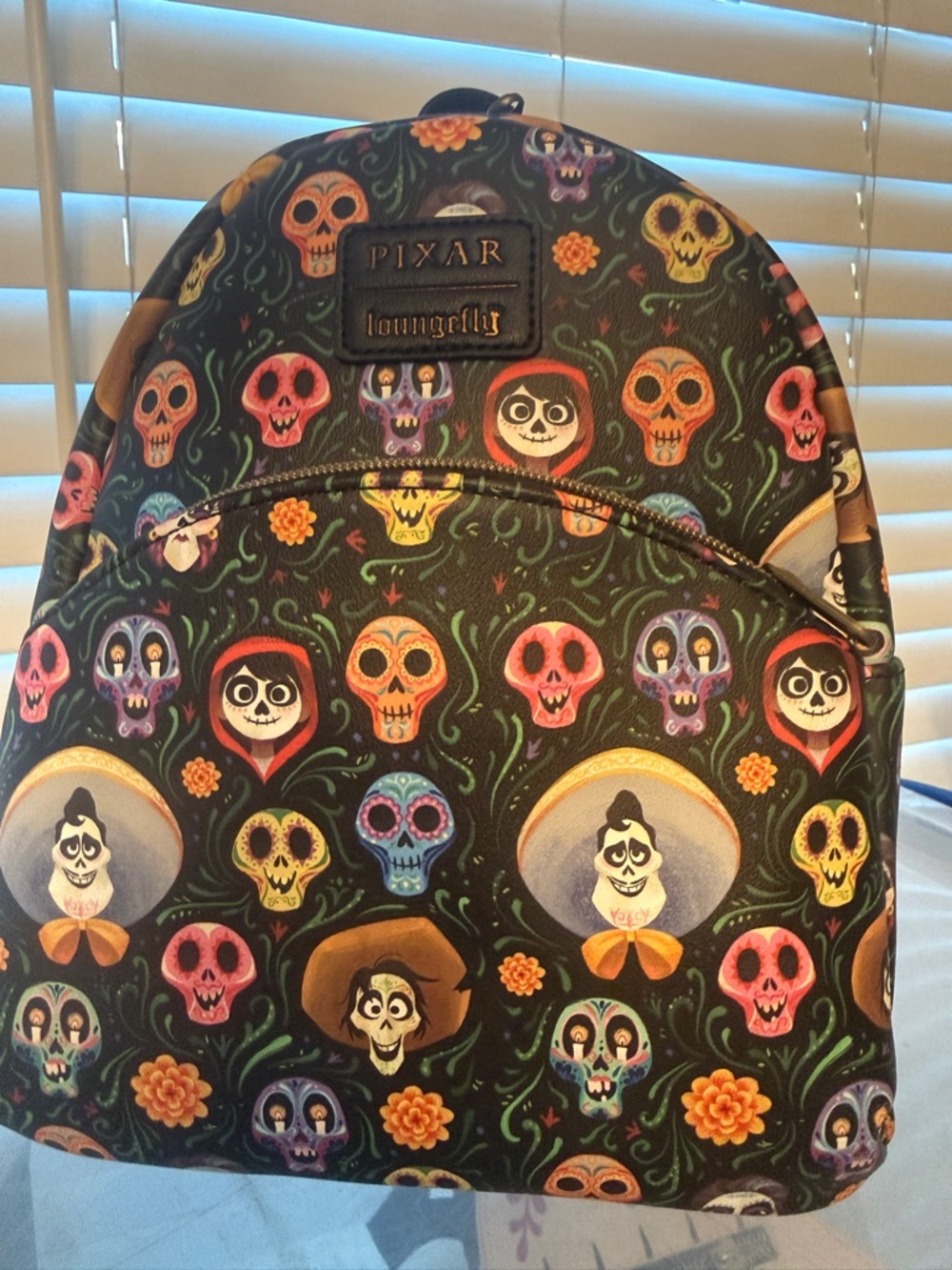 Loungefly Pixar Coco Black Multicolor Sugar Skull Mini Backpack